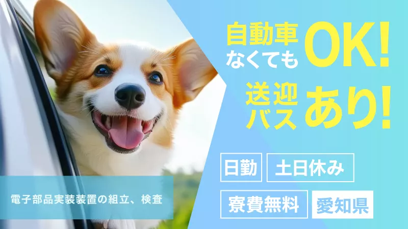【急募】日勤専属×土日休み！働きやすさバツグンのお仕事☆寮費無料/送迎無料/即面接OK/日払いOK〈愛知県岡崎市〉