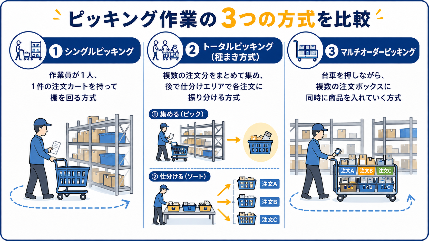 ピッキングとは？仕事内容と3つの作業方式