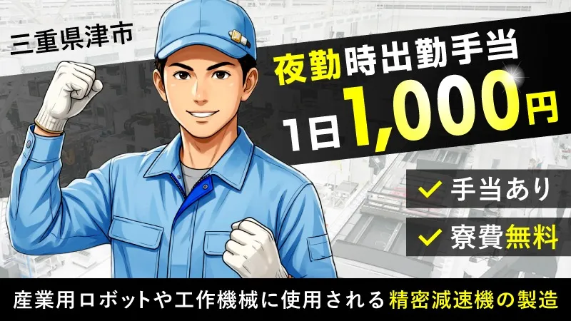 〈自動車貸出サービススタート！〉寮費無料!!/即日入寮可能!!/製造未経験でも安心の研修!!/精密部品製造工場／【三重県津市】