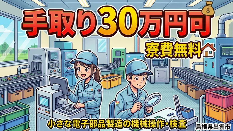 時給1,400円スタート・寮費無料・無料送迎バスあり。AI部品の製造